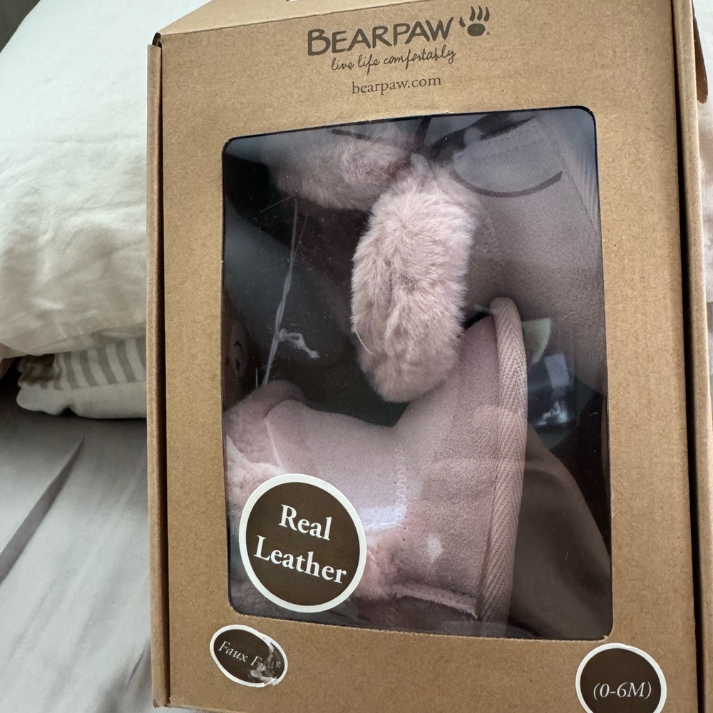 BearPaw Blush Pink Baby Booties